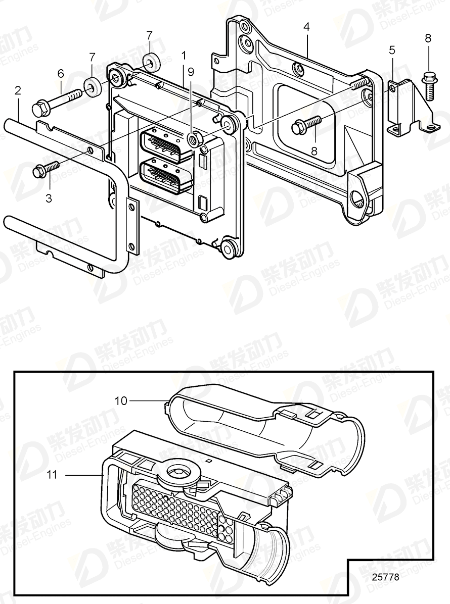 volvo penta Control unit, programmed 60100010 Drawing volvo penta Control unit, programmed 60100010 Drawing